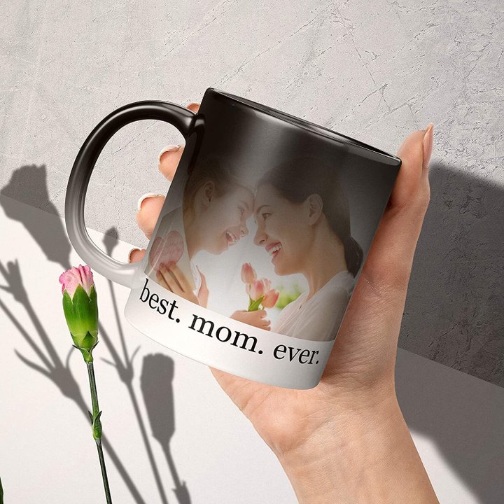 Color Changing Magic Heart Oval Shaped Handle Mug for Mothers Day, Anniversary, Holiday Gift