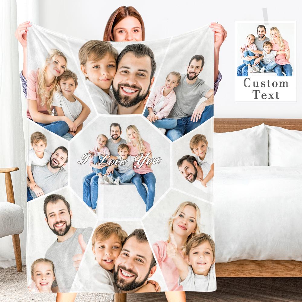 Personalized Photo Collage Blanket Soft Flannel Valentine's Gift