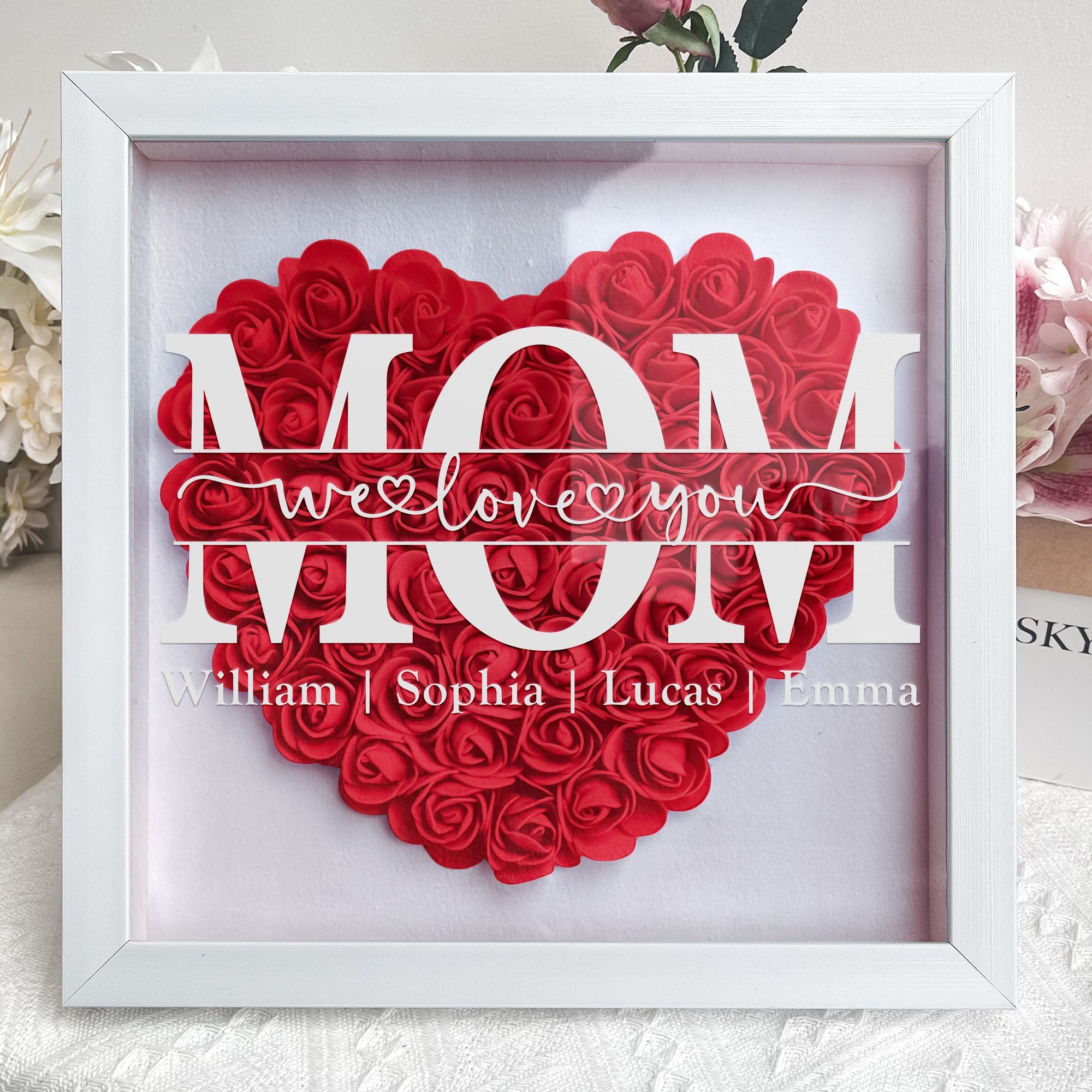 Mom We Love You - Personalized Flower Shadow Box-Mother's Day Sale!Free Shipping! (Customized free)