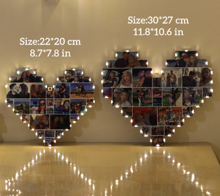 Custom Heart Shape Photo Collage Lamp