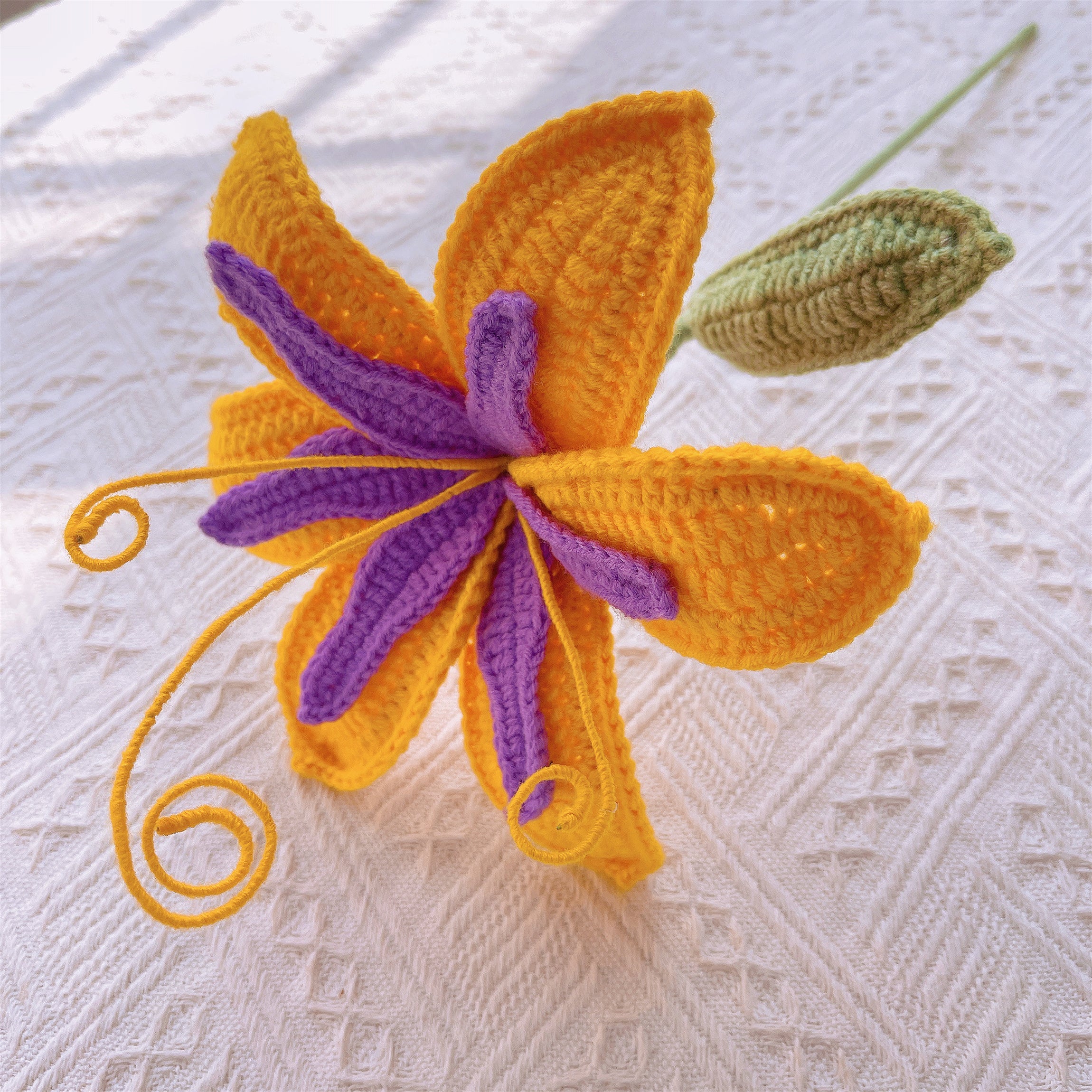 Crochet Sundrop Chameleon Flower Stake Bouquet