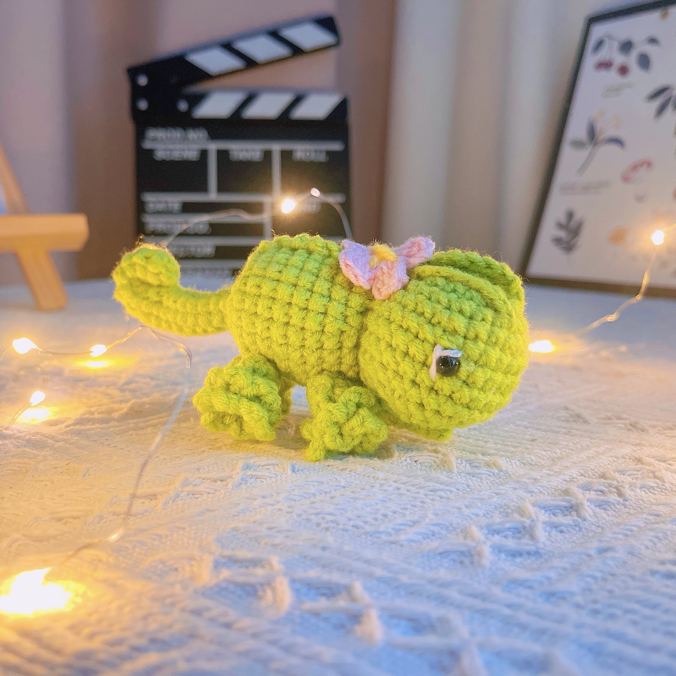 Crochet Sundrop Chameleon Flower Stake Bouquet