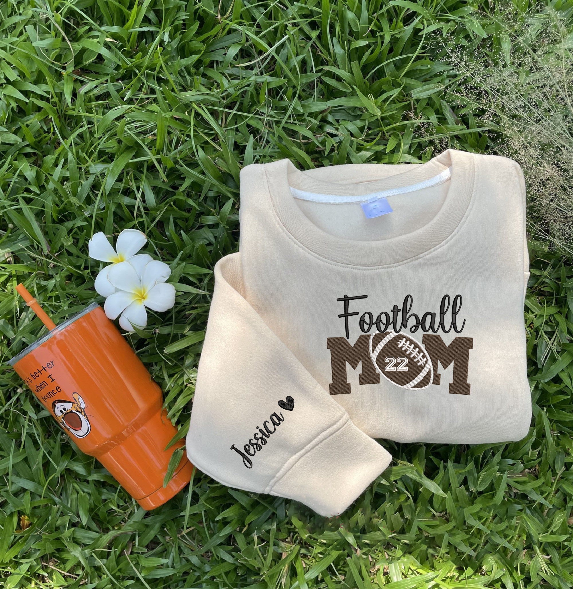 Personalized Embroidered Football Mom Sweatshirt