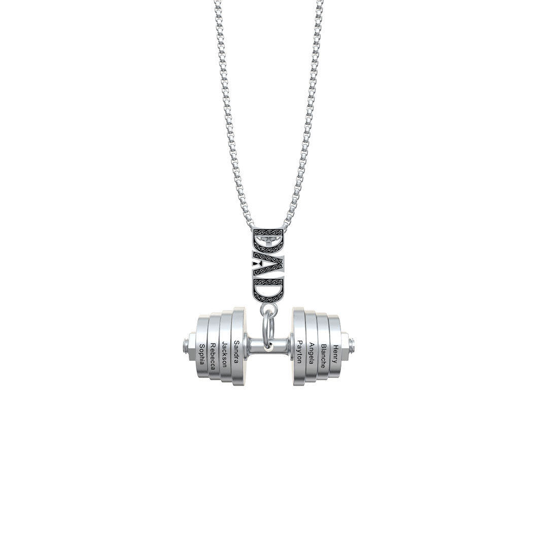 Personalized DAD Dumbbell Necklace