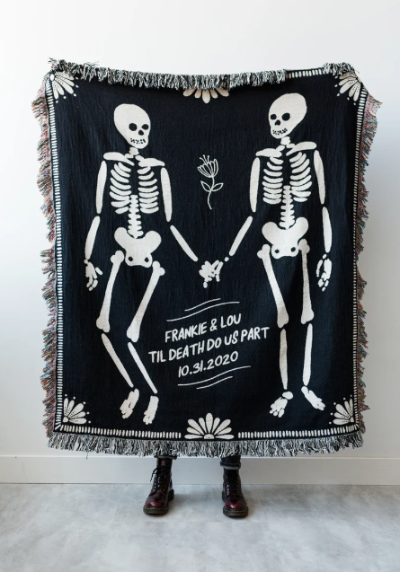 Personalized Skeleton Blanket: Till Death Do Us Part Knitted Blanket