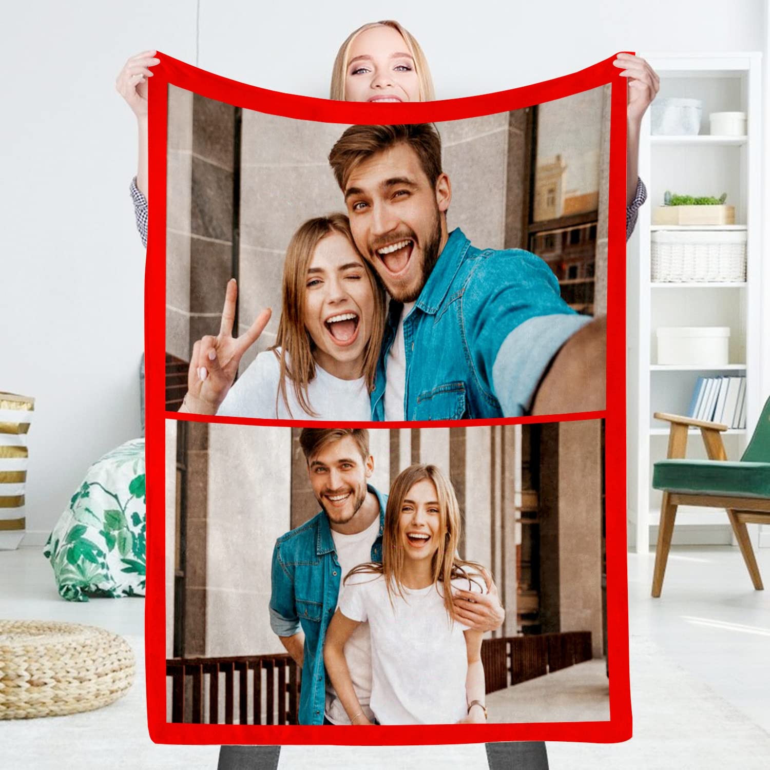 Custom Blanket with Photo， Funny Gifts for Boyfriend,Dad,Mom,Friends,New Year,Birthday