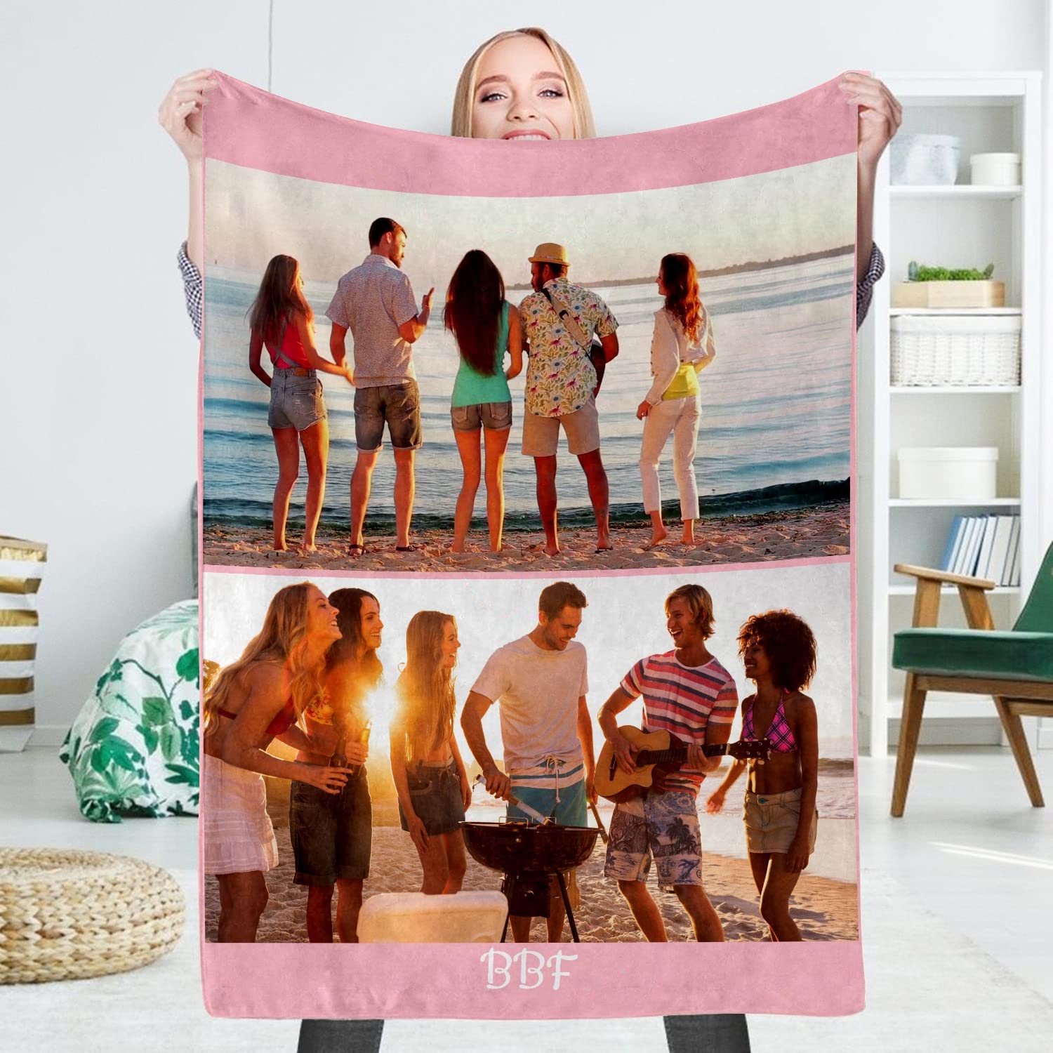 Custom Blanket with Photo， Funny Gifts for Boyfriend,Dad,Mom,Friends,New Year,Birthday