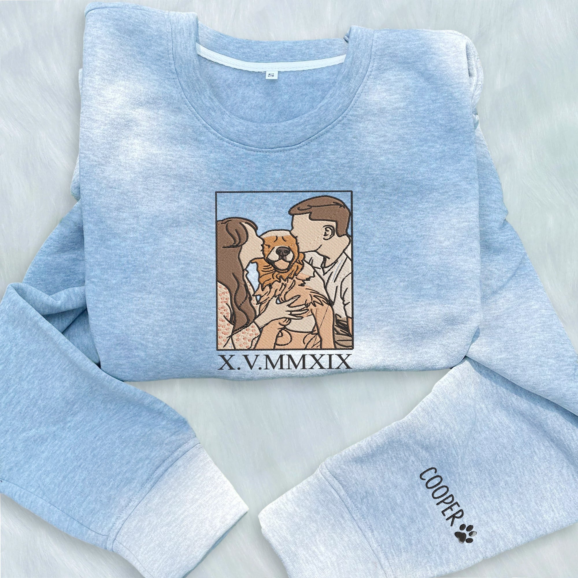Customized Couple Embroidered Picture Sweatshirt