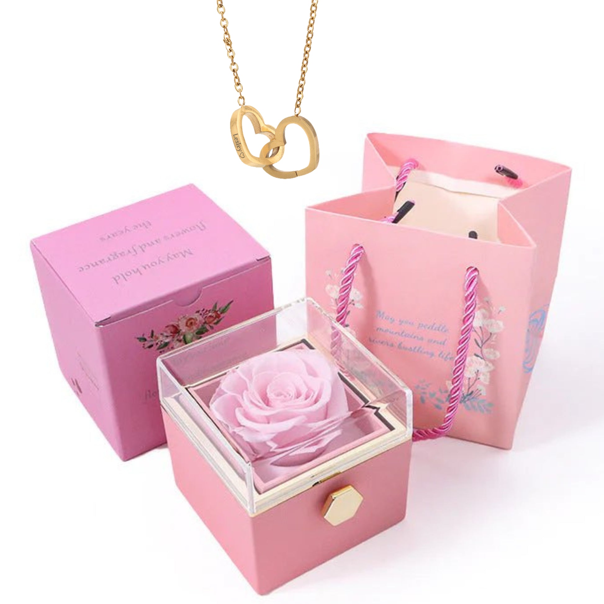 🔥Hot Sale🔥Eternal Rose Box - Engraved Necklace & Real Rose