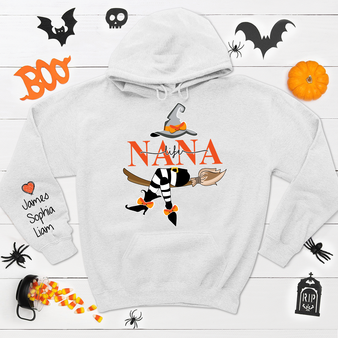 Nana Life Halloween Hoodie, Custom Nana With Kids Halloween Gift