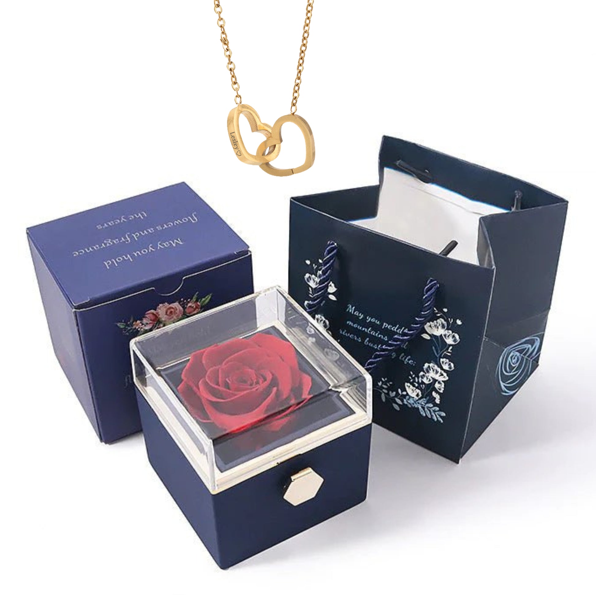 🔥Hot Sale🔥Eternal Rose Box - Engraved Necklace & Real Rose