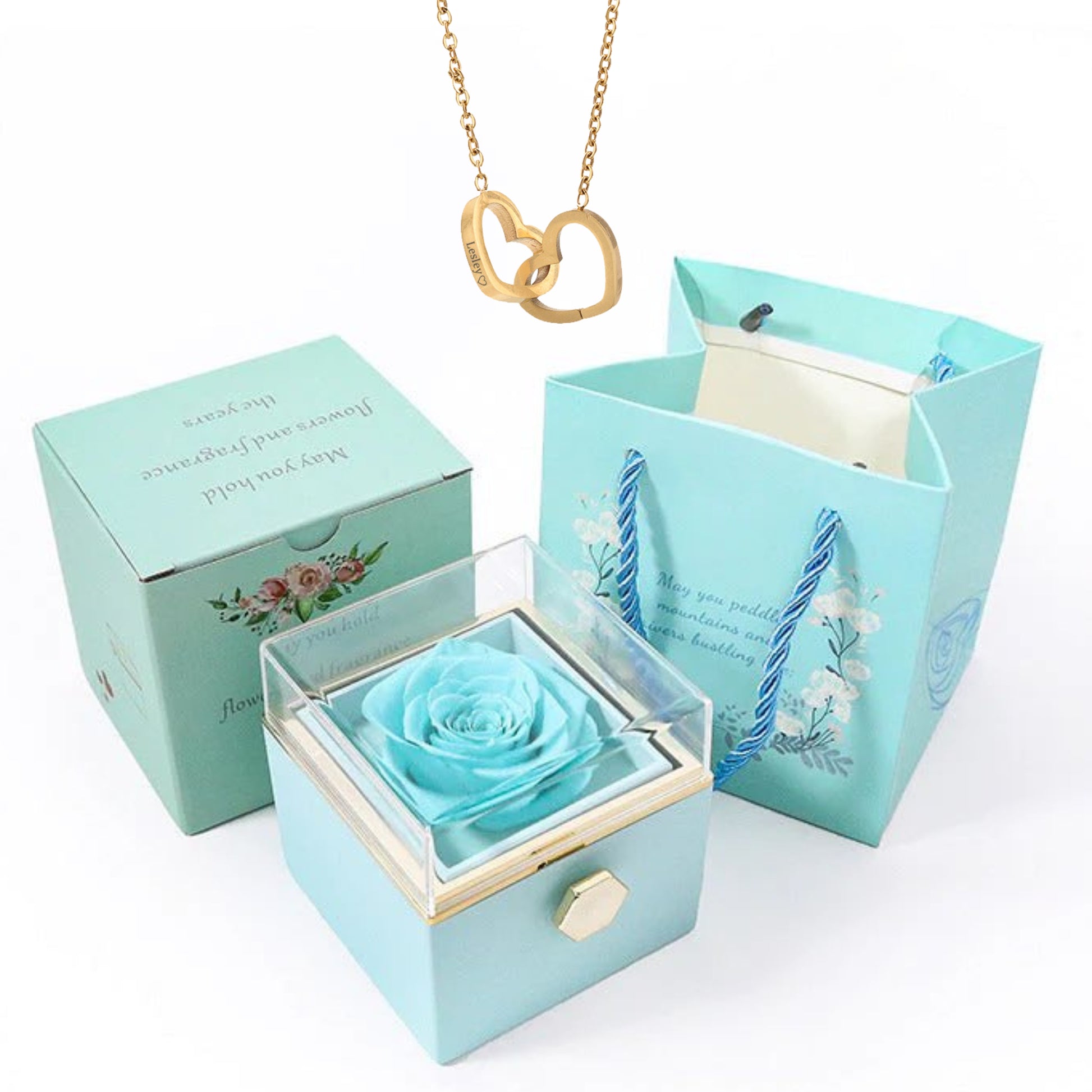 🔥Hot Sale🔥Eternal Rose Box - Engraved Necklace & Real Rose