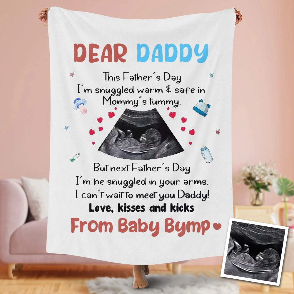 💖For Dad Blanket👨Custom Blankets Personalized Ultrasound For New Father Blanket Best Gift