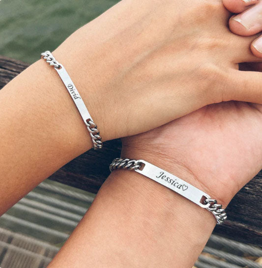 Engraved Couples Bracelet Set