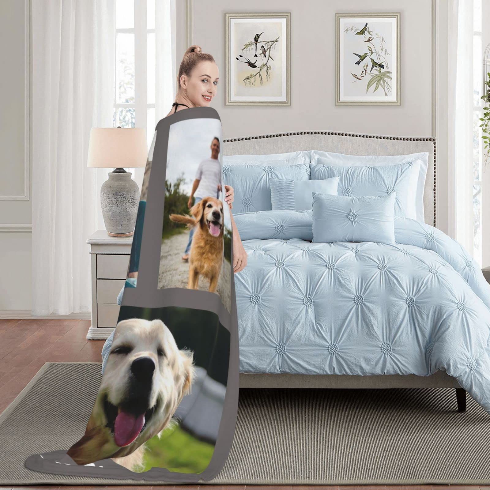 Custom Blanket with Photo， Funny Gifts for Boyfriend,Dad,Mom,Friends,New Year,Birthday