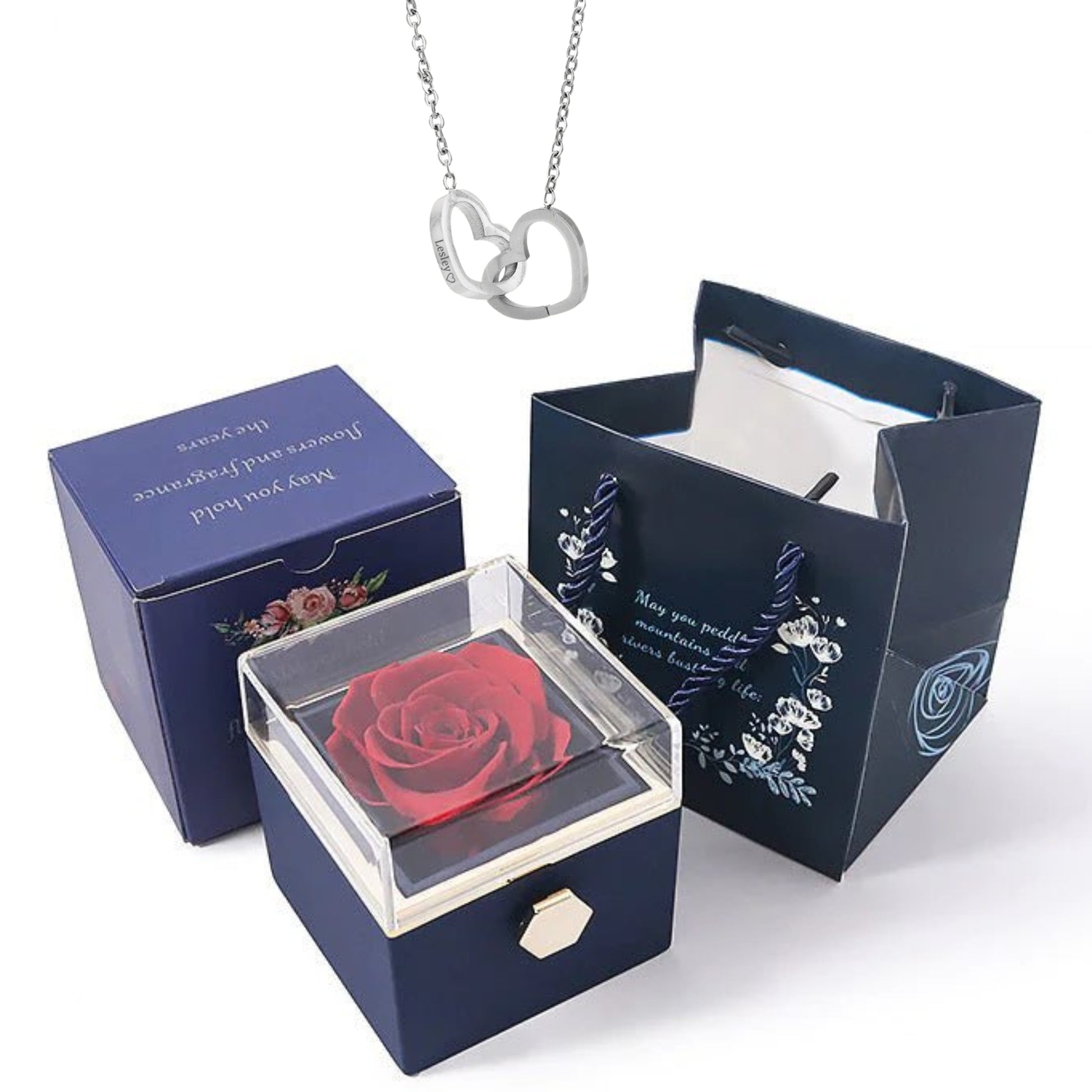 🔥Hot Sale🔥Eternal Rose Box - Engraved Necklace & Real Rose