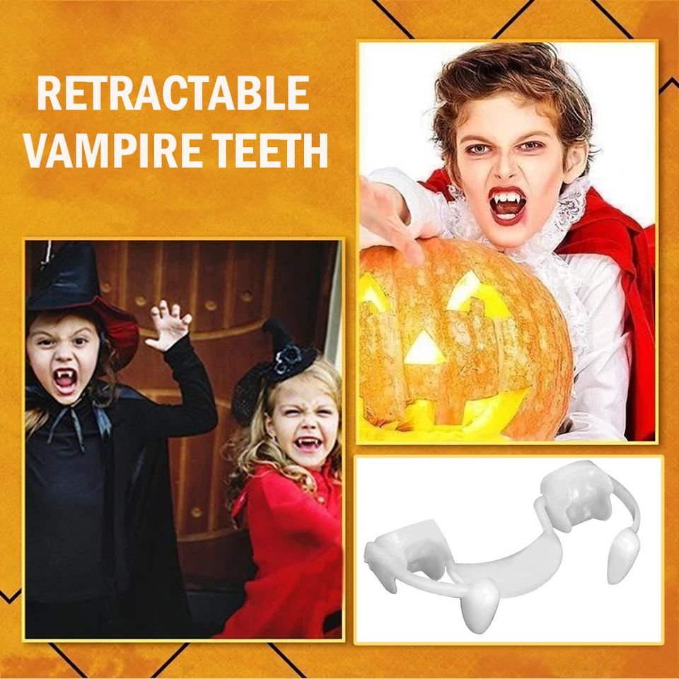 Halloween Scary Party Cosplay Vampire Fangs Retractable Teeth Dress Costume