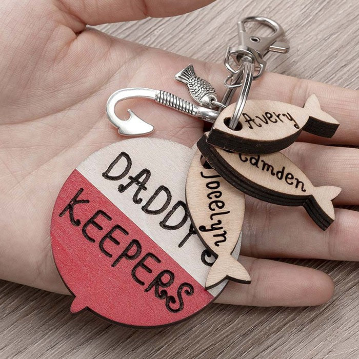 Personalized Fishing Keychain We're Hooked on Daddy Dad Grandpa