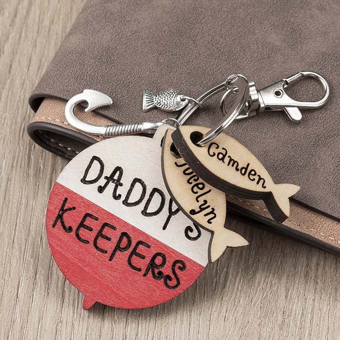 Personalized Fishing Keychain We're Hooked on Daddy Dad Grandpa