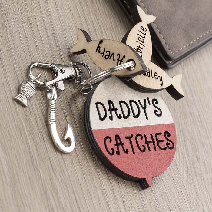 Personalized Fishing Keychain We're Hooked on Daddy Dad Grandpa