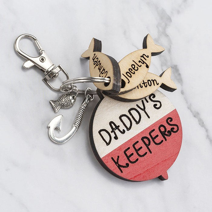 Personalized Fishing Keychain We're Hooked on Daddy Dad Grandpa