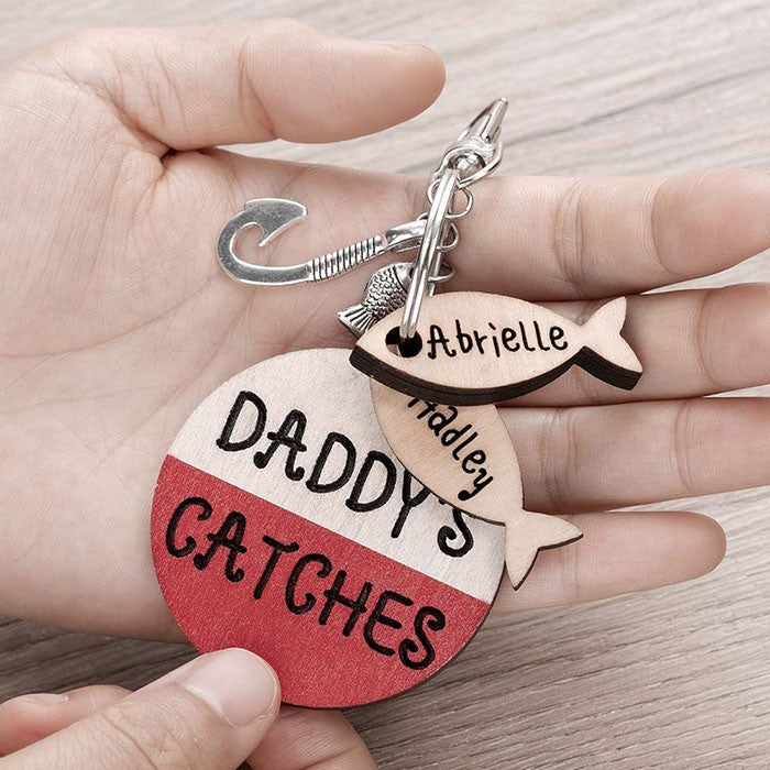 Personalized Fishing Keychain We're Hooked on Daddy Dad Grandpa