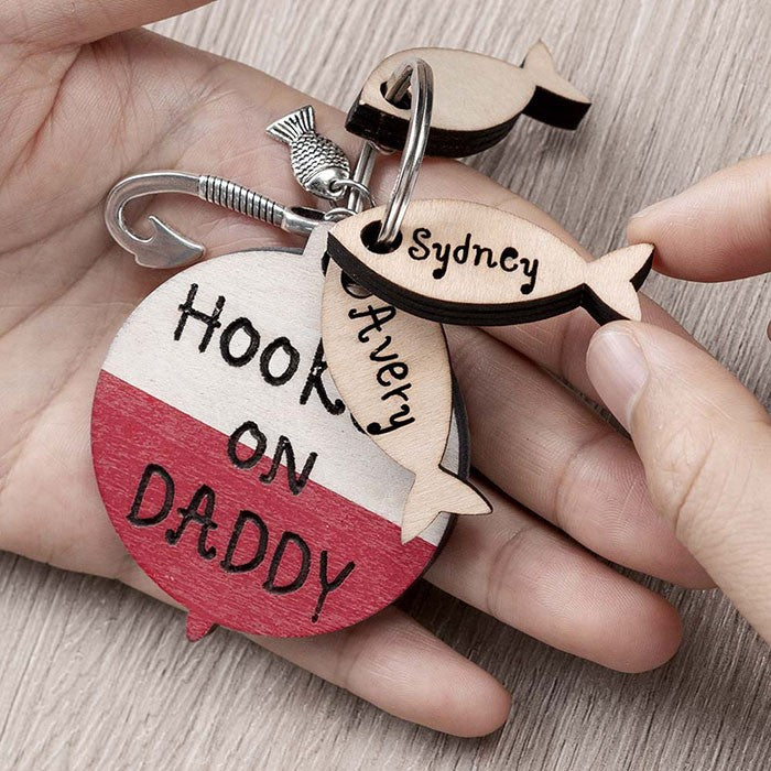 Personalized Fishing Keychain We're Hooked on Daddy Dad Grandpa