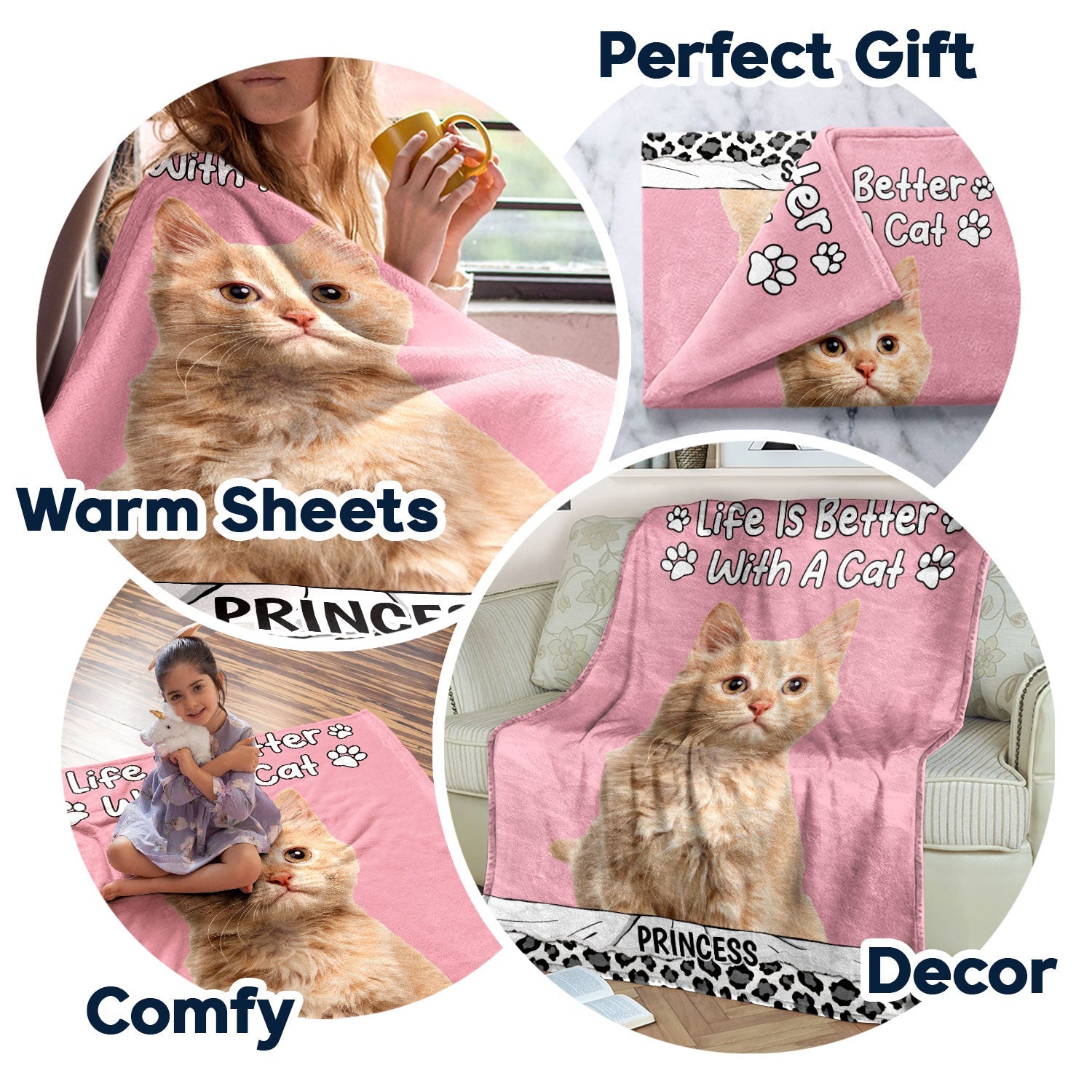 Custom Photo Life Is Better With Dog Cat Personalized Fleece Blanket