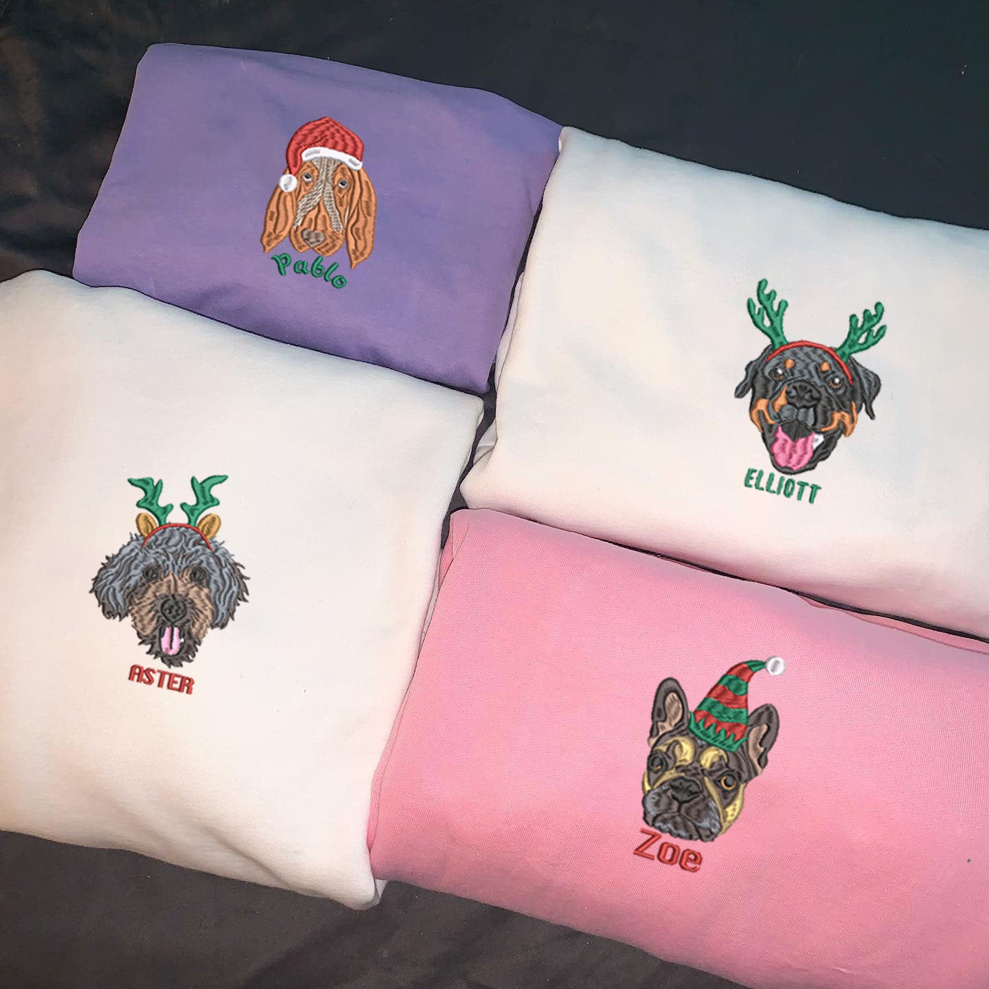 Dog Christmas Embroidered Sweatshirt,Christmas Gifts for Dog Lovers,Merry Dogmas