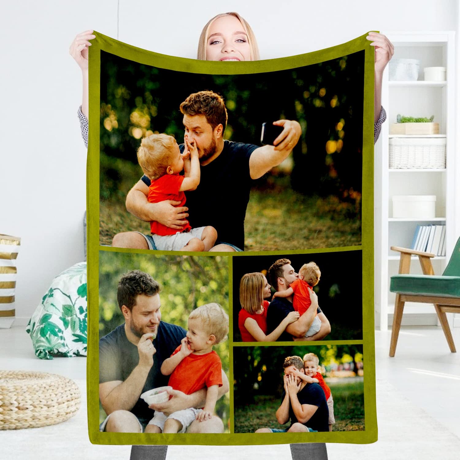 Custom Blanket with Photo， Funny Gifts for Boyfriend,Dad,Mom,Friends,New Year,Birthday