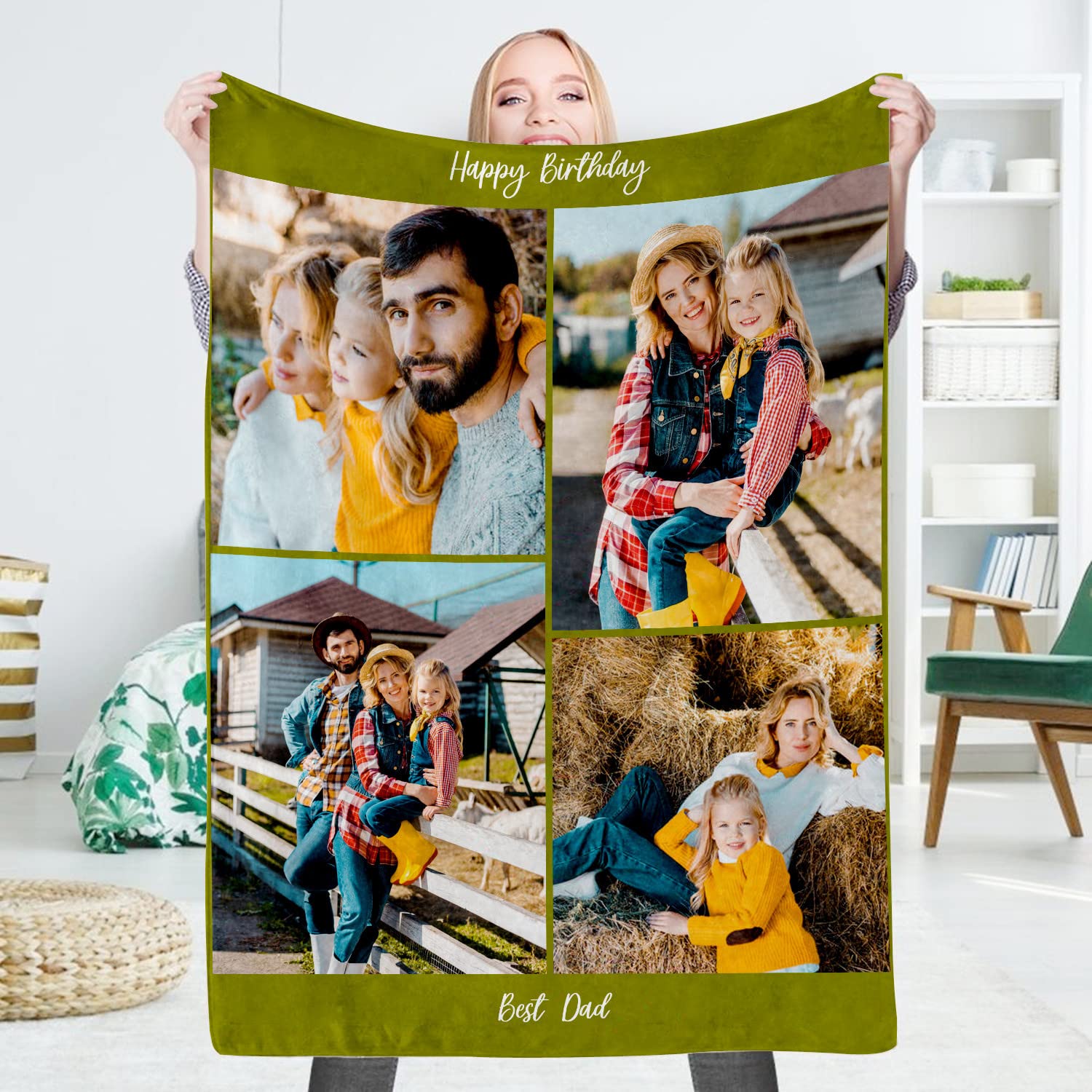 Custom Blanket with Photo， Funny Gifts for Boyfriend,Dad,Mom,Friends,New Year,Birthday