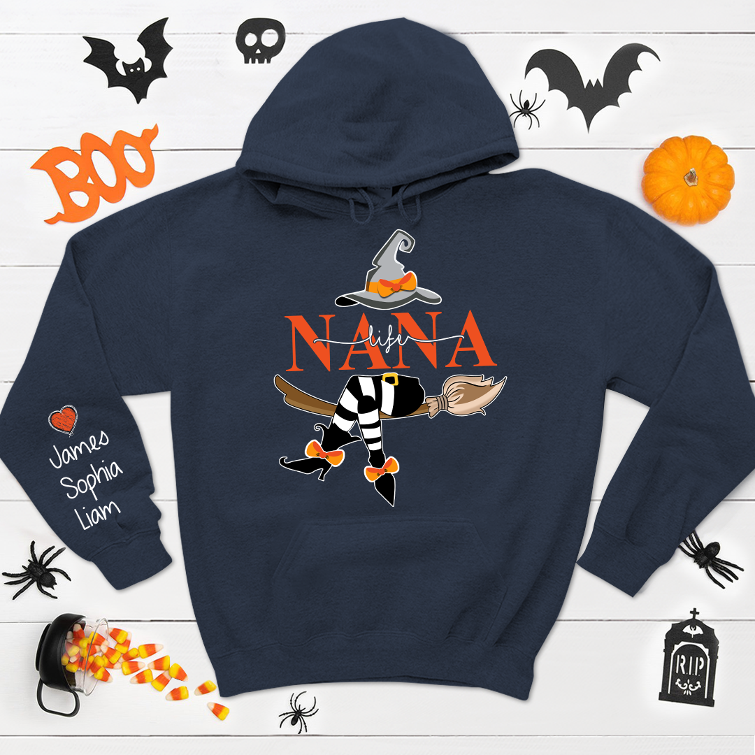 Nana Life Halloween Hoodie, Custom Nana With Kids Halloween Gift