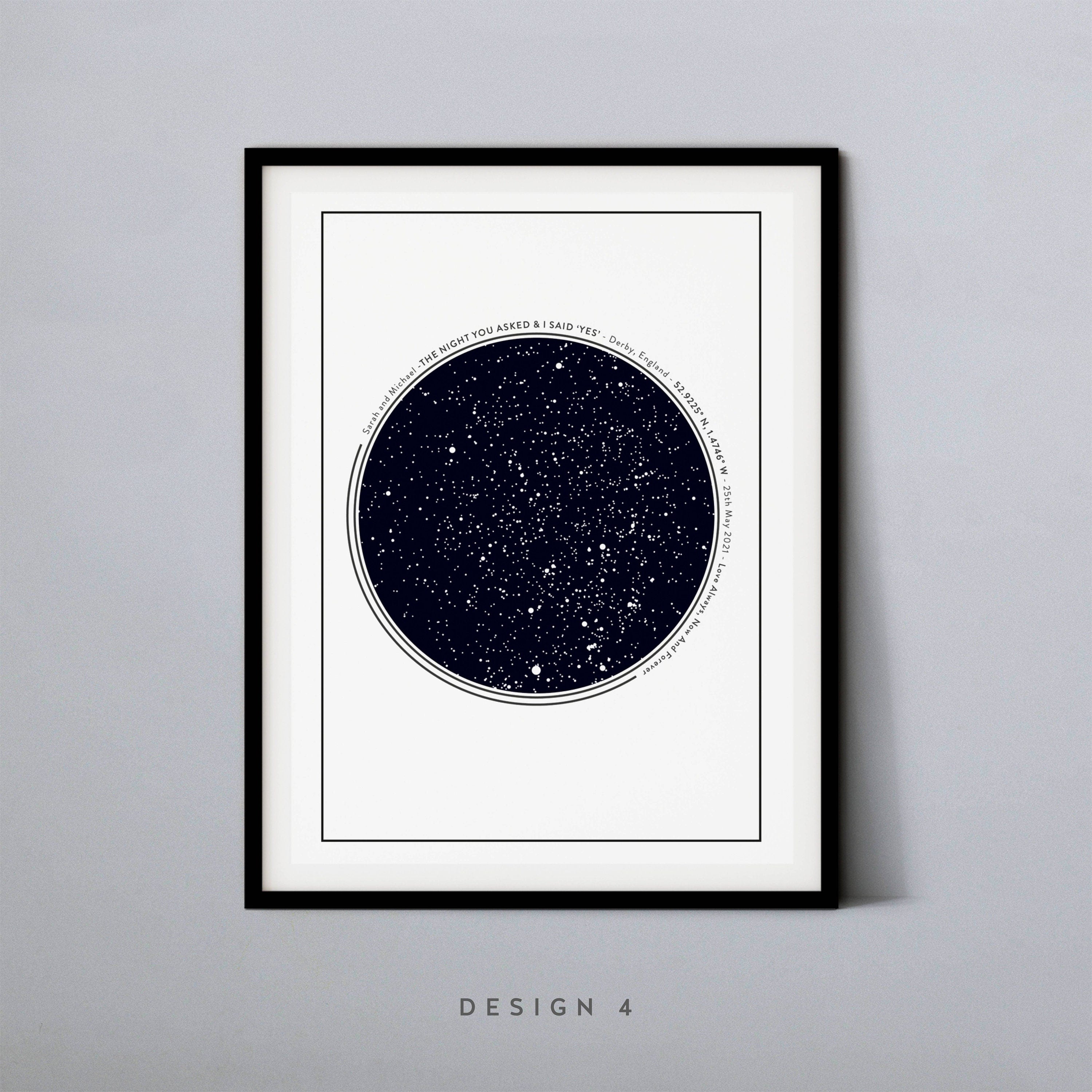 Custom star chart printing-Anniversary gift for the night we met