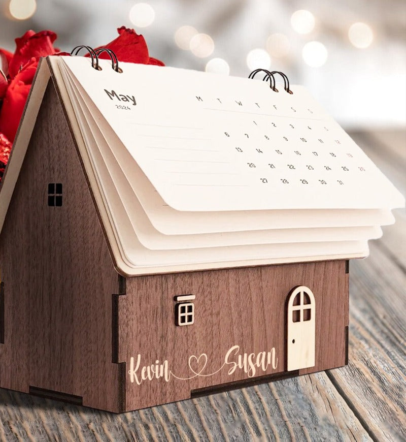 Personalized Couple Name House Storage Box Calendar, Valentine Gift for Couple