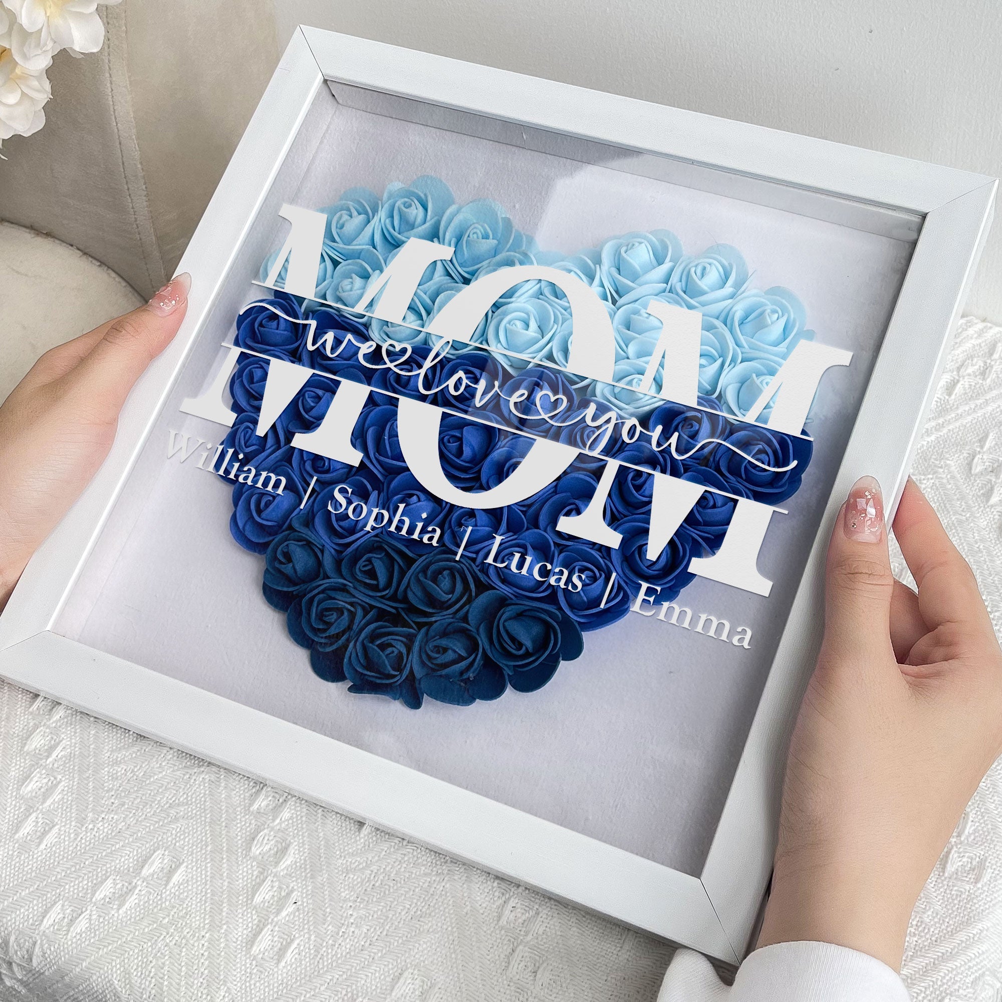 Mom We Love You - Personalized Flower Shadow Box-Mother's Day Sale!Free Shipping! (Customized free)