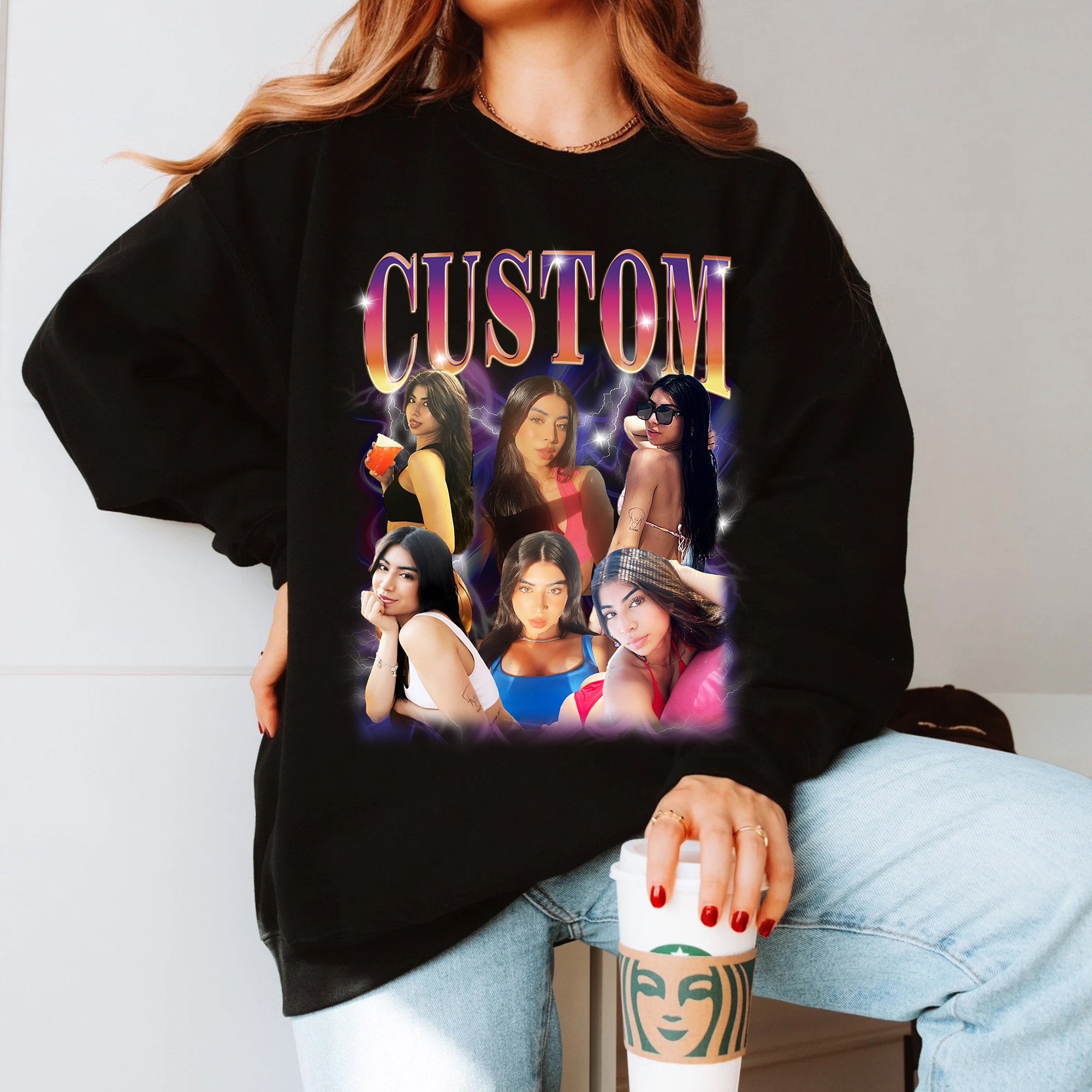 Custom Your Own Bootleg Sweatshirt, Custom Photo Vintage Shirts