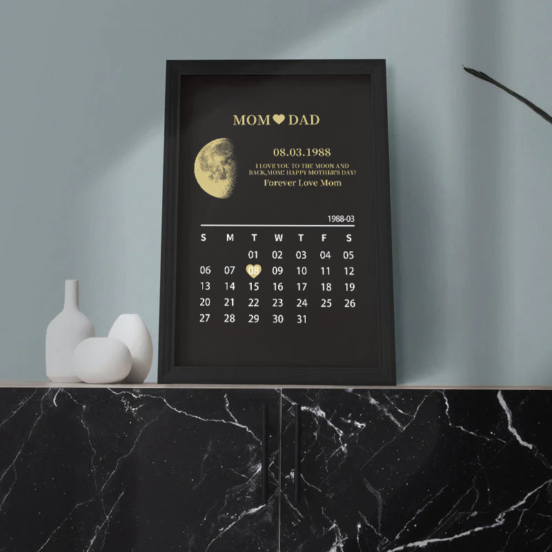 Custom for Mom Art Calendar Frame/REAL MOON  Calendar PHASE Mother's Day Gift