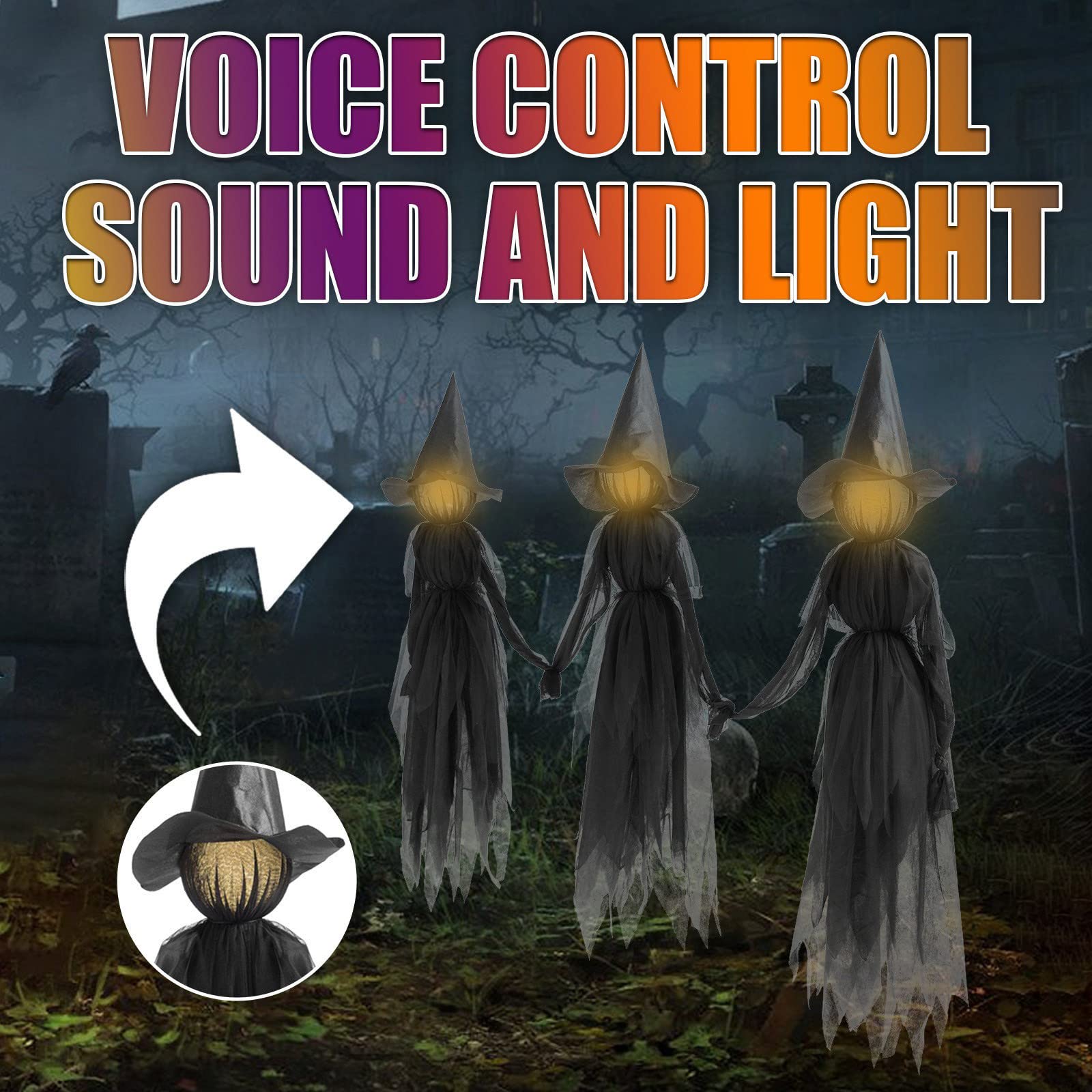 🎃HALLOWEEN PRESALE 48% OFF-Voice Control Screaming Witches Three Sisters(BUY 2 GET FREE SHIPPING)