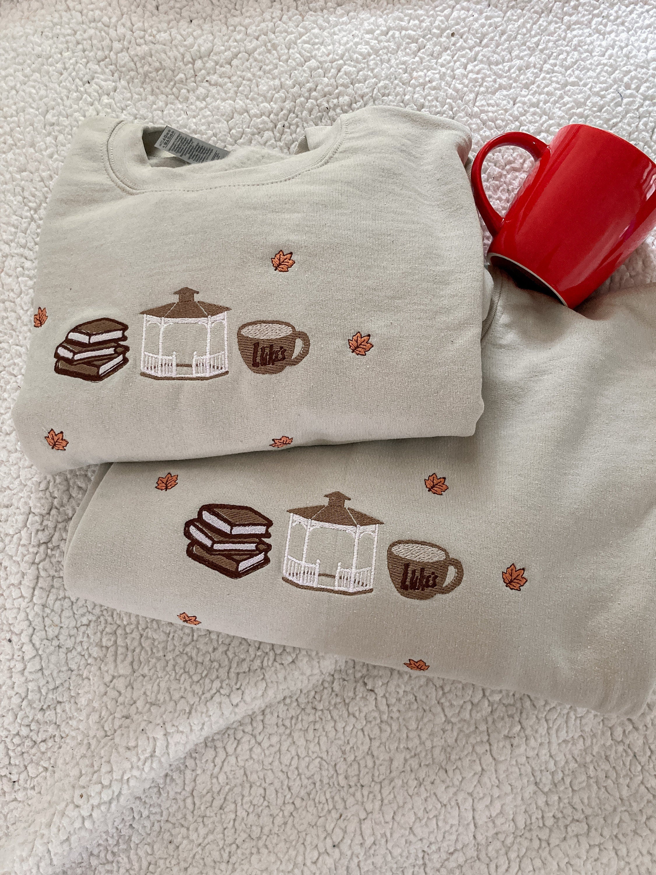 Coffee Fall Embroidered Sweatshirts