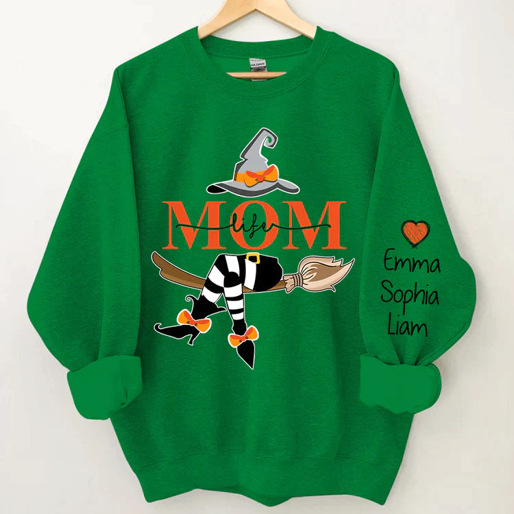 Personalized Mom Life Witch Sweatshirt, Mom And Kids Halloween Gift