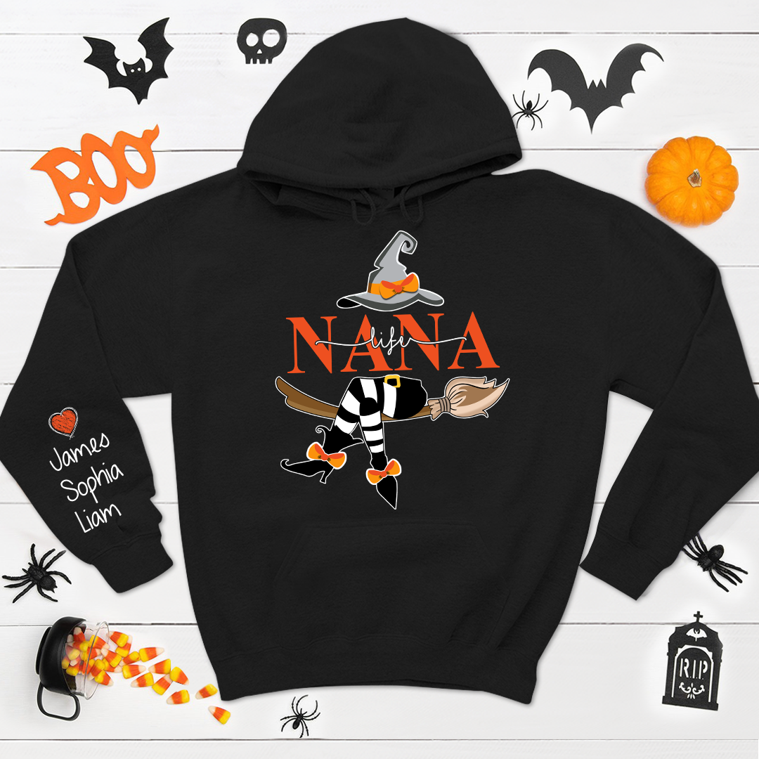 Nana Life Halloween Hoodie, Custom Nana With Kids Halloween Gift