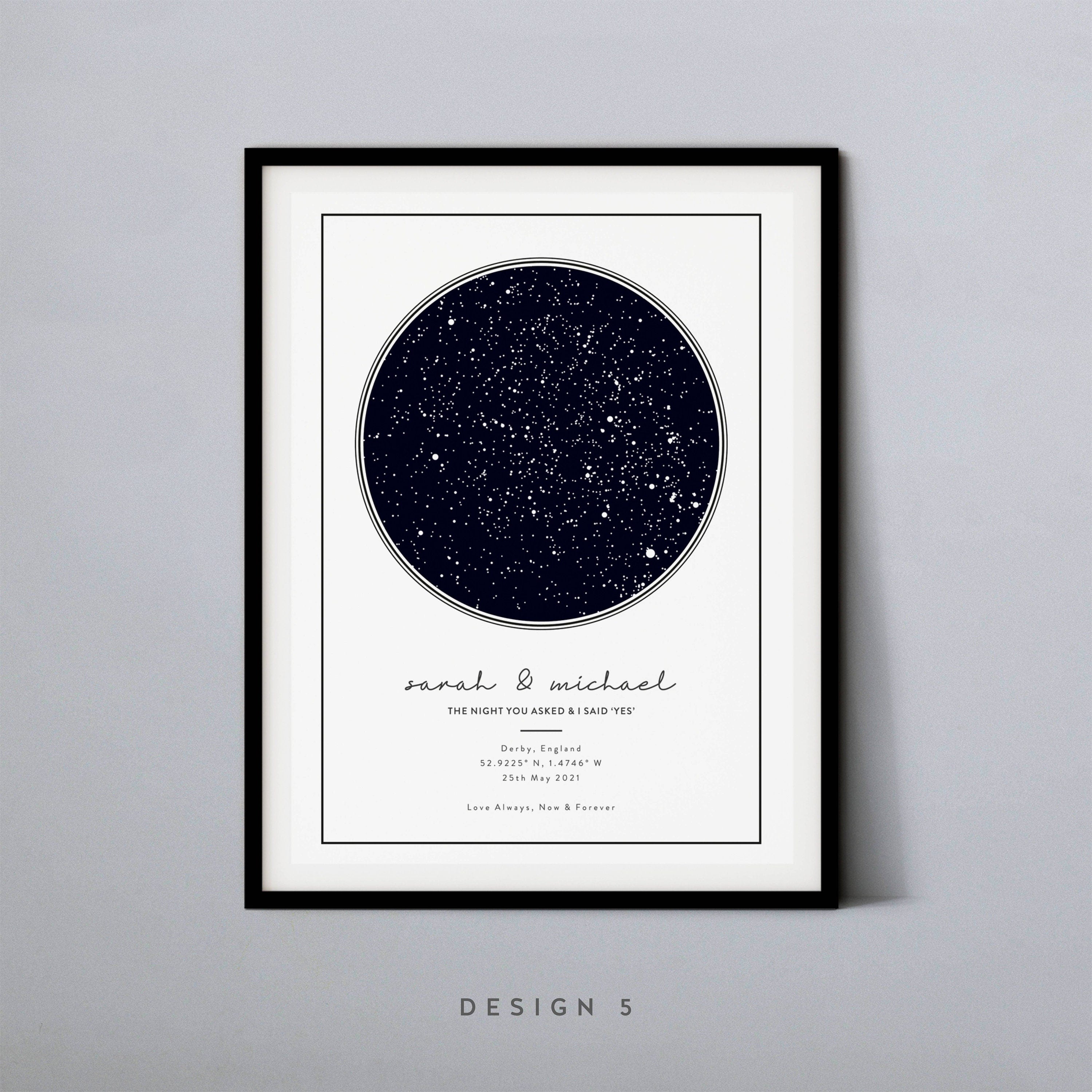 Custom star chart printing-Anniversary gift for the night we met