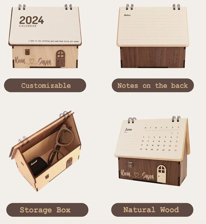 Personalized Couple Name House Storage Box Calendar, Valentine Gift for Couple