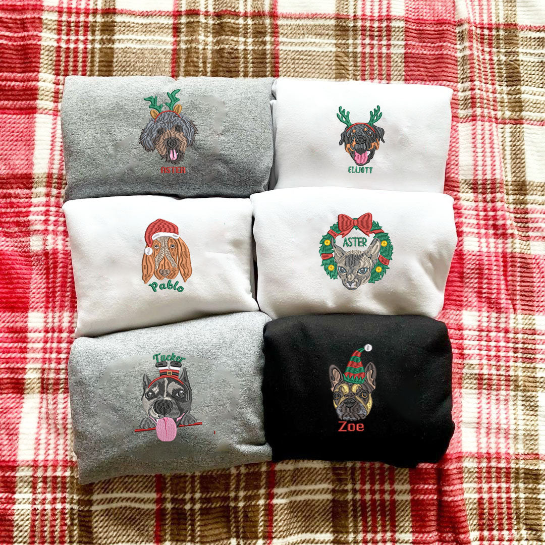 Dog Christmas Embroidered Sweatshirt,Christmas Gifts for Dog Lovers,Merry Dogmas