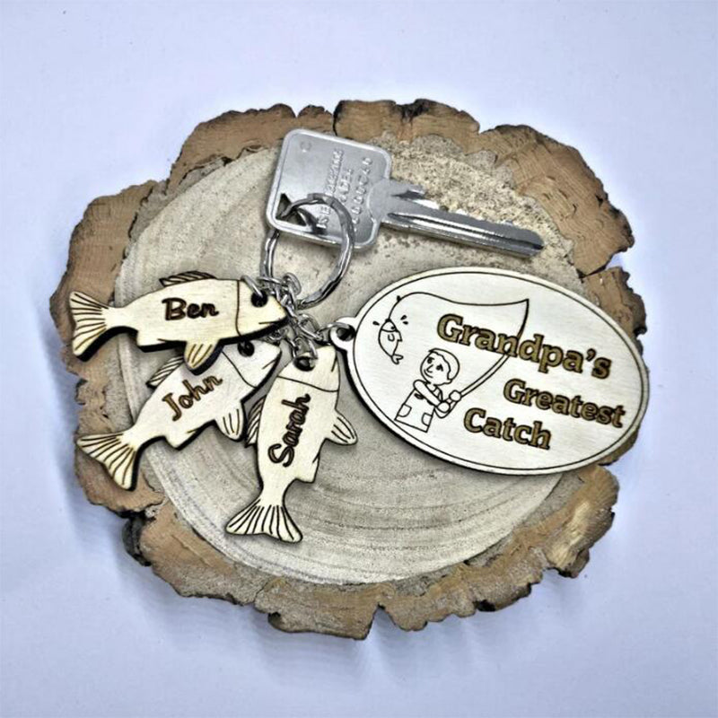 Personalized Custom Fishing Dad Keychain