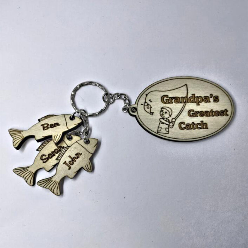 Personalized Custom Fishing Dad Keychain