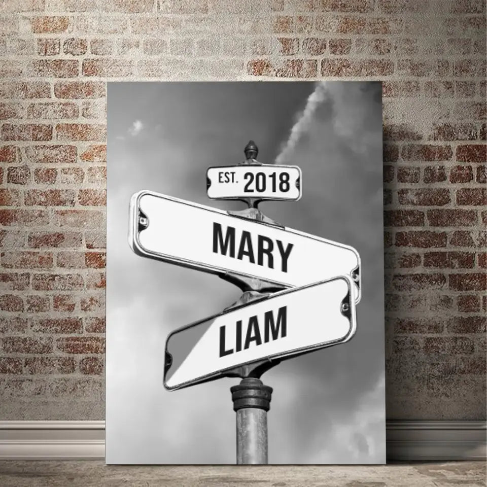 Personalized Canvas "Vintage Street Sign for couples"