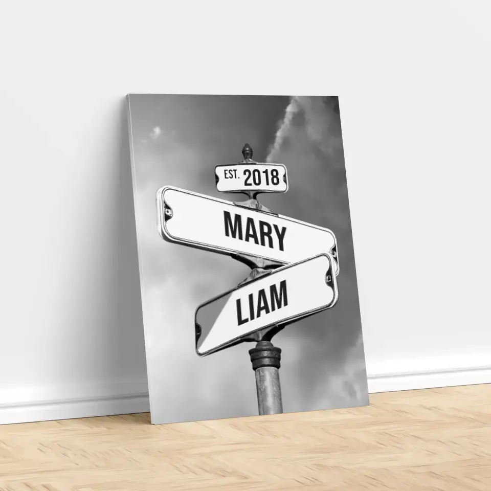 Personalized Canvas "Vintage Street Sign for couples"