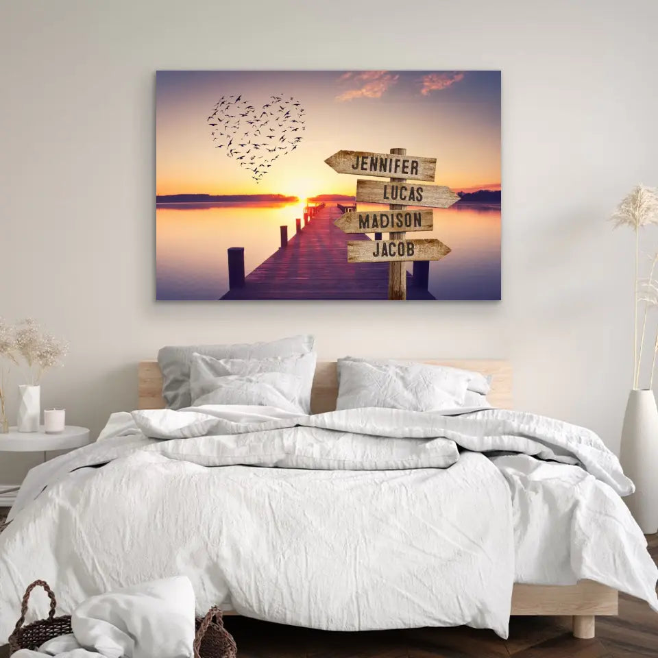 Personalized Canvas "Shared Signpost at the Pier"