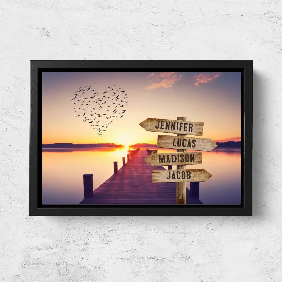 Personalized Canvas "Shared Signpost at the Pier"